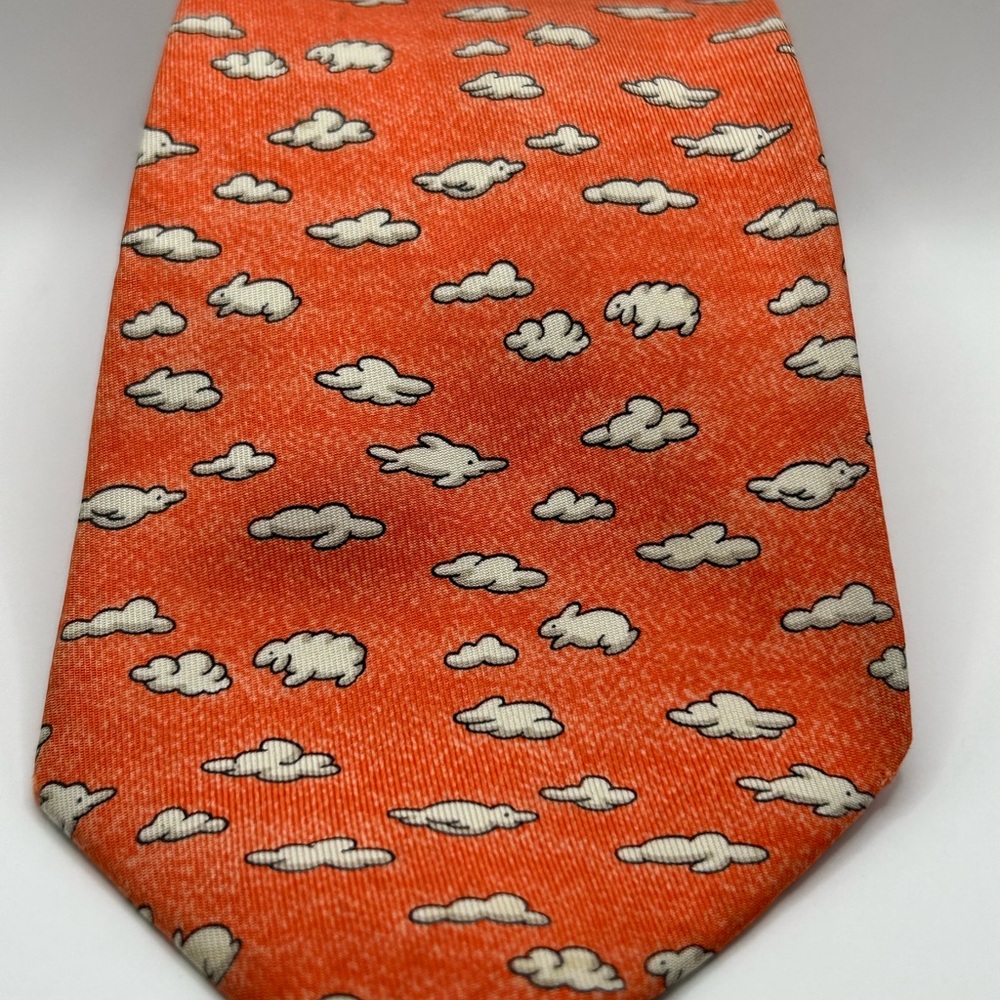 Orange Cloud Pattern Tie - image 2
